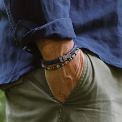 Leather Bracelet Archie Blauw