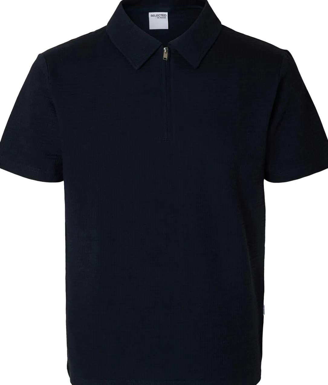 Polo Sander Seersucker Zip Blauw