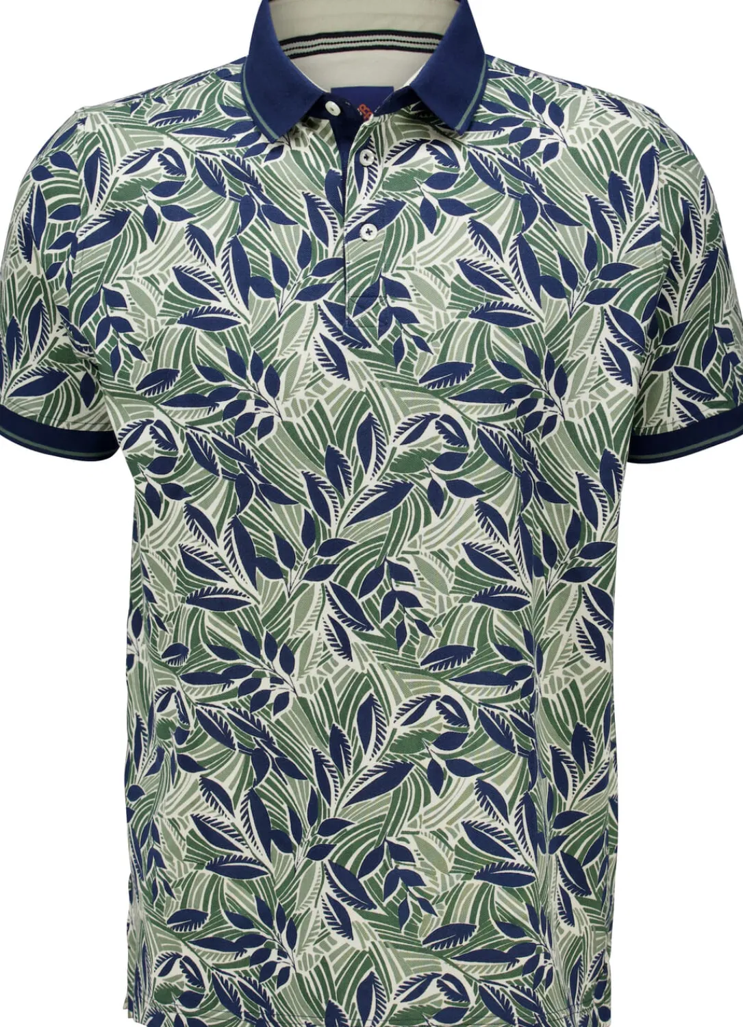 Poloshirt 3-colored leaves Print Groen
