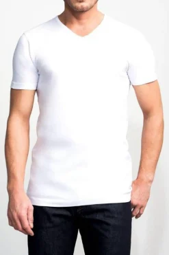 T-shirt Basic Fit 2-pack V-neck Wit
